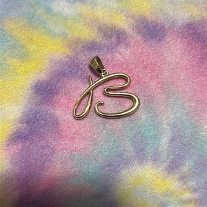 .925 Sterling Silver Gold Plated B Pendant
